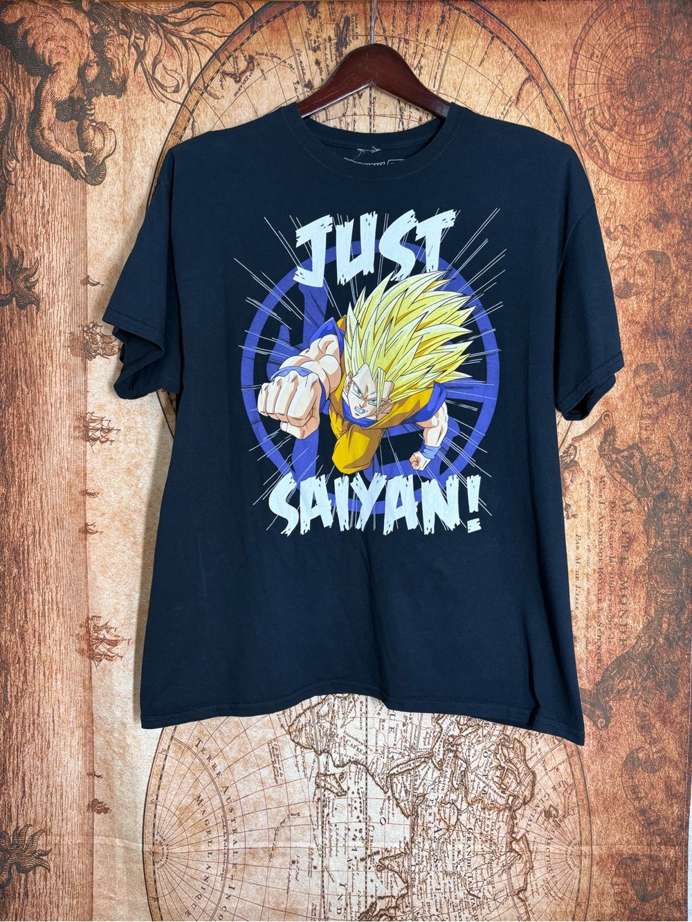Dragon Ball Z T Shirt Mens Black XL Anime Goku Blonde Super Form “Just Saiyan”